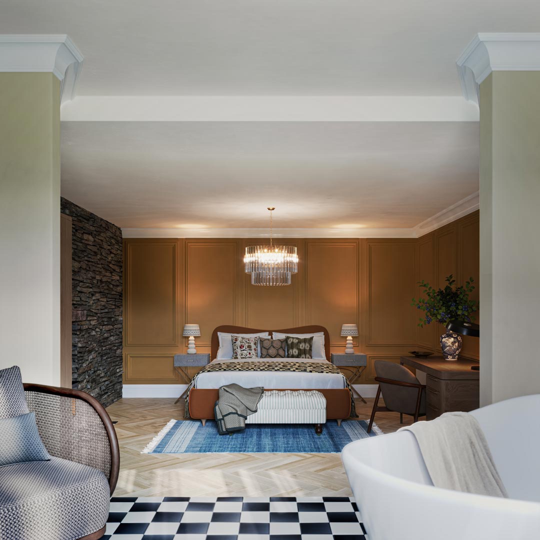 Cradel Haus, Grey Walls interior CGI visualisation