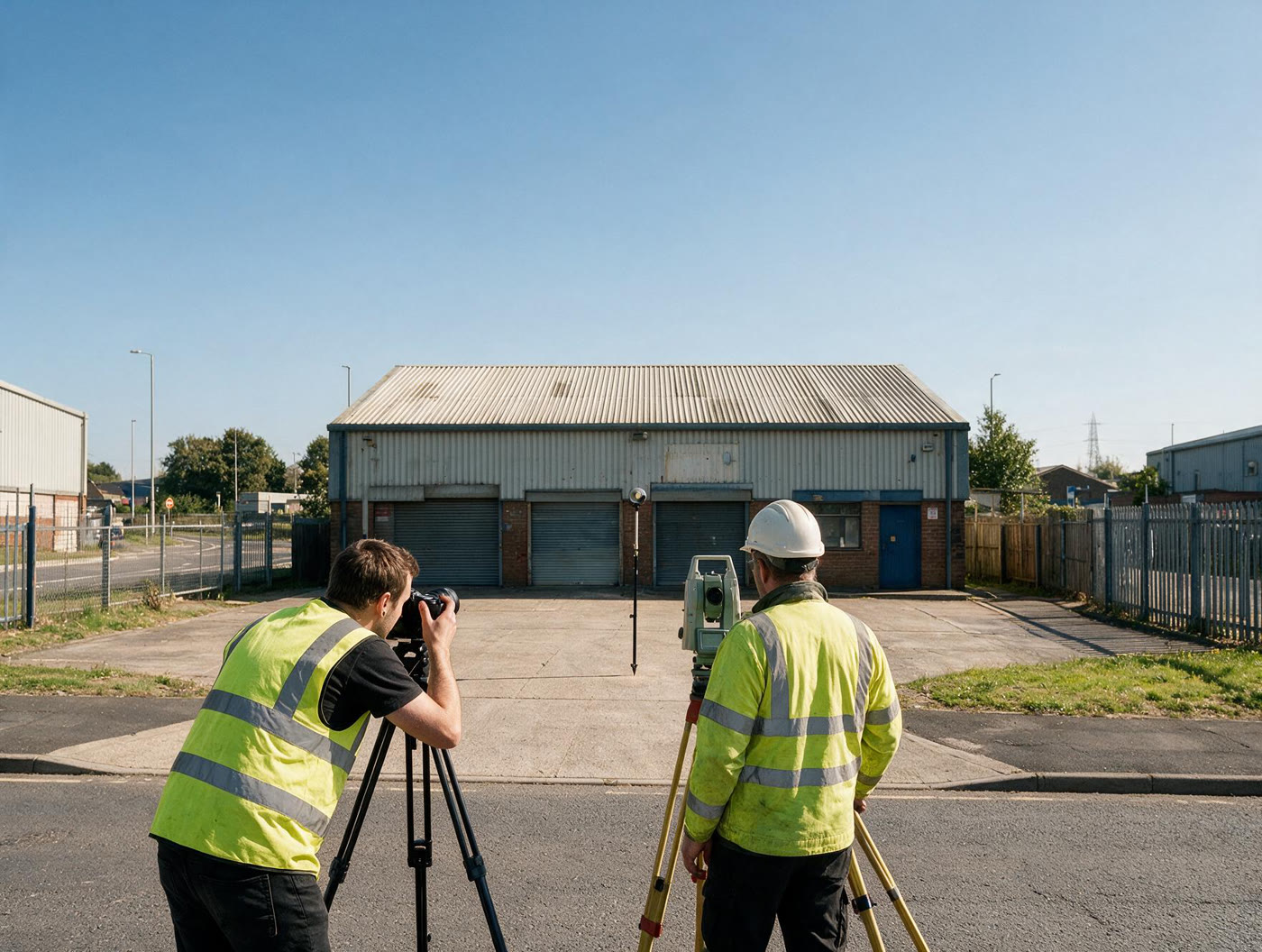 Surveyors capturing measured photography and camera positions for an accurate verified view